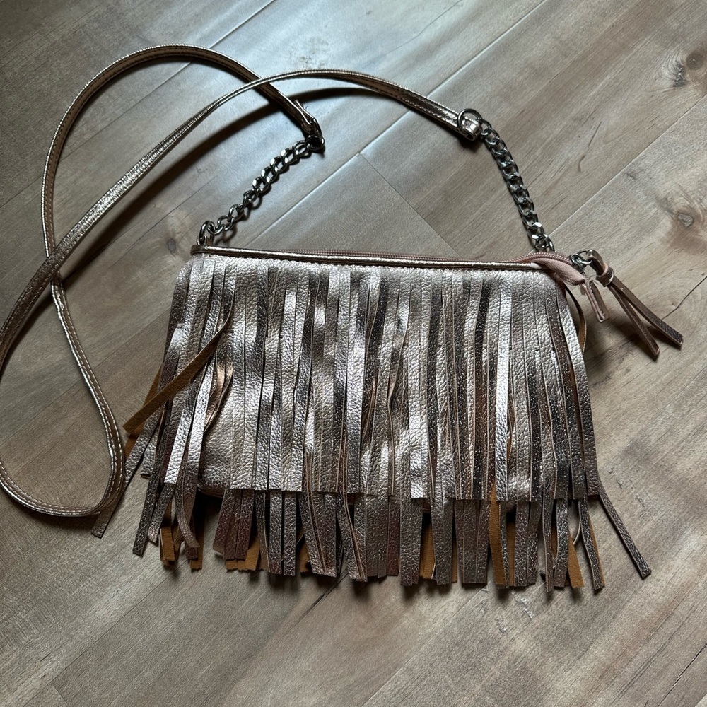 Candie's Brown Crossbody Bag with Fringe Detail
